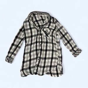 Victoria’s Secret Plaid Button-Down Shirt‎ – XS – Black & White – Cotton Modal